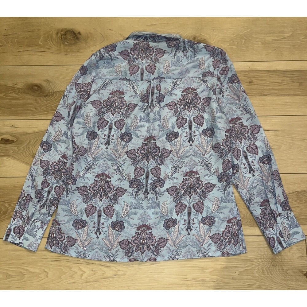 Crosby Womens L Light Blue‎ and Purple Floral Button Up